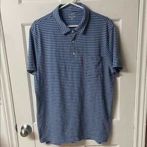 J. Crew factory slub cotton striped blue polo shirt men’s size XL